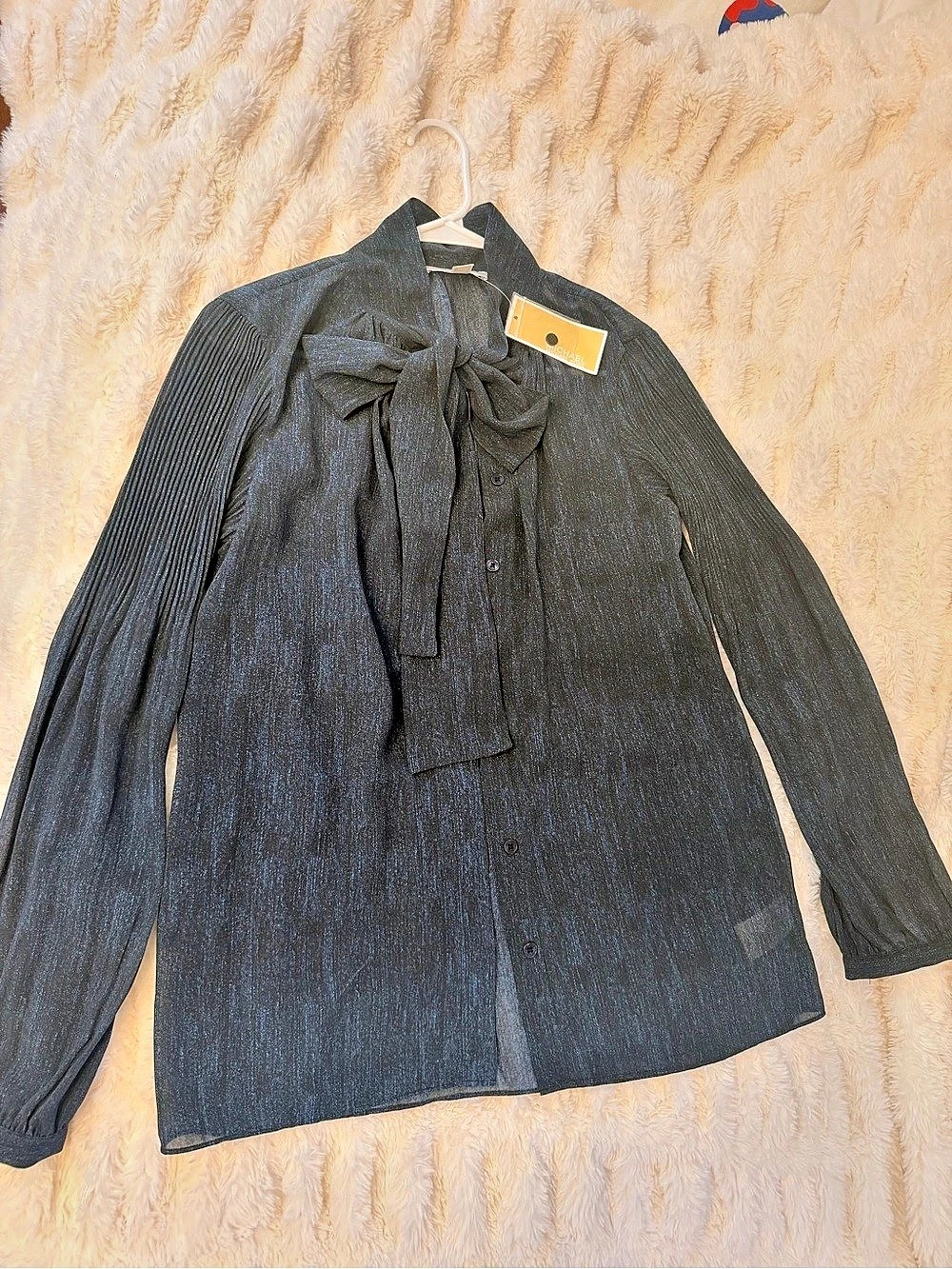 New Michael Kors Women's Bow-Tie Blouse in Blue